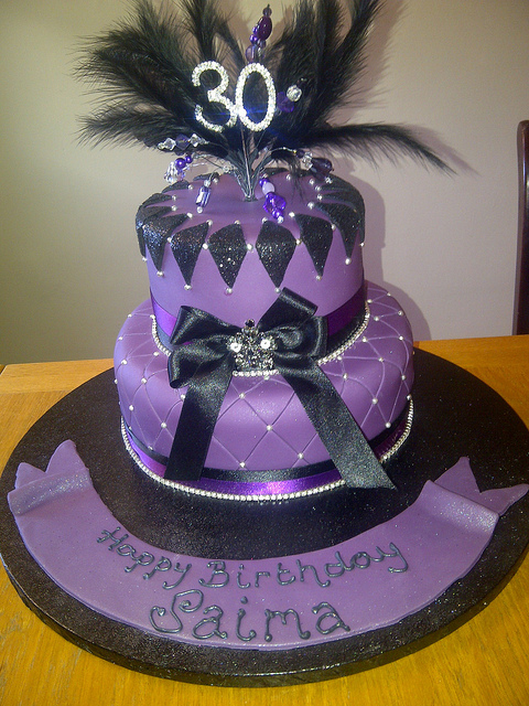 Black and Purple Birthday Cake