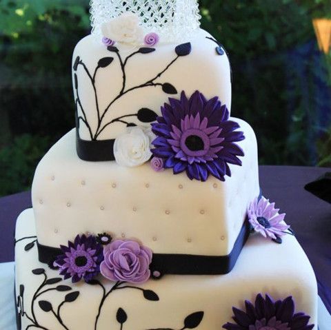 Black and Purple Wedding Cake