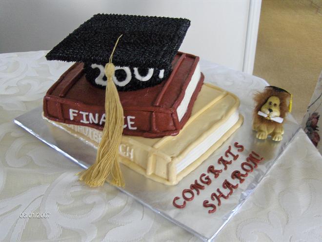 Books and Graduation Cap Cake