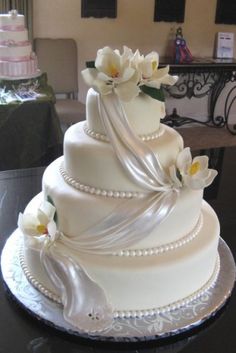 Flower Wedding Cake with Drape