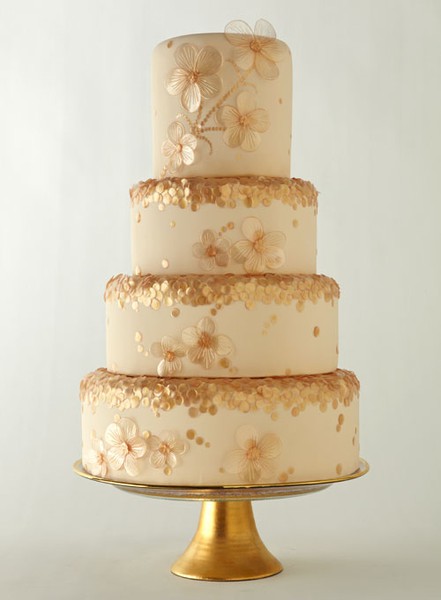 Gold and Champagne Wedding Cake