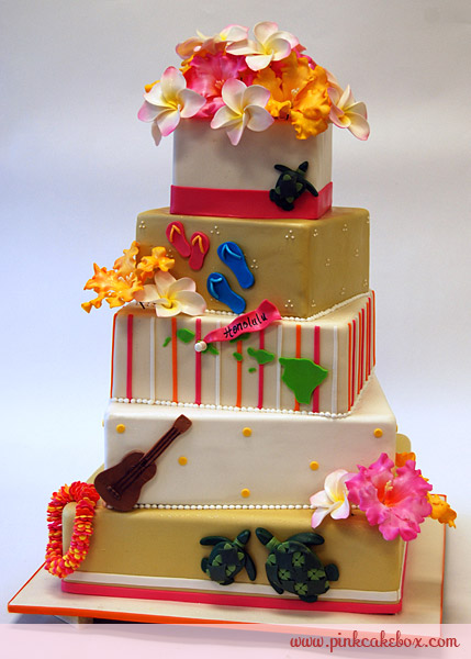 11 Photos of With Theme Hawaii Wedding Cakes