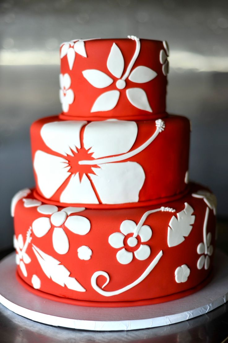 Hawaiian Themed Wedding Cake