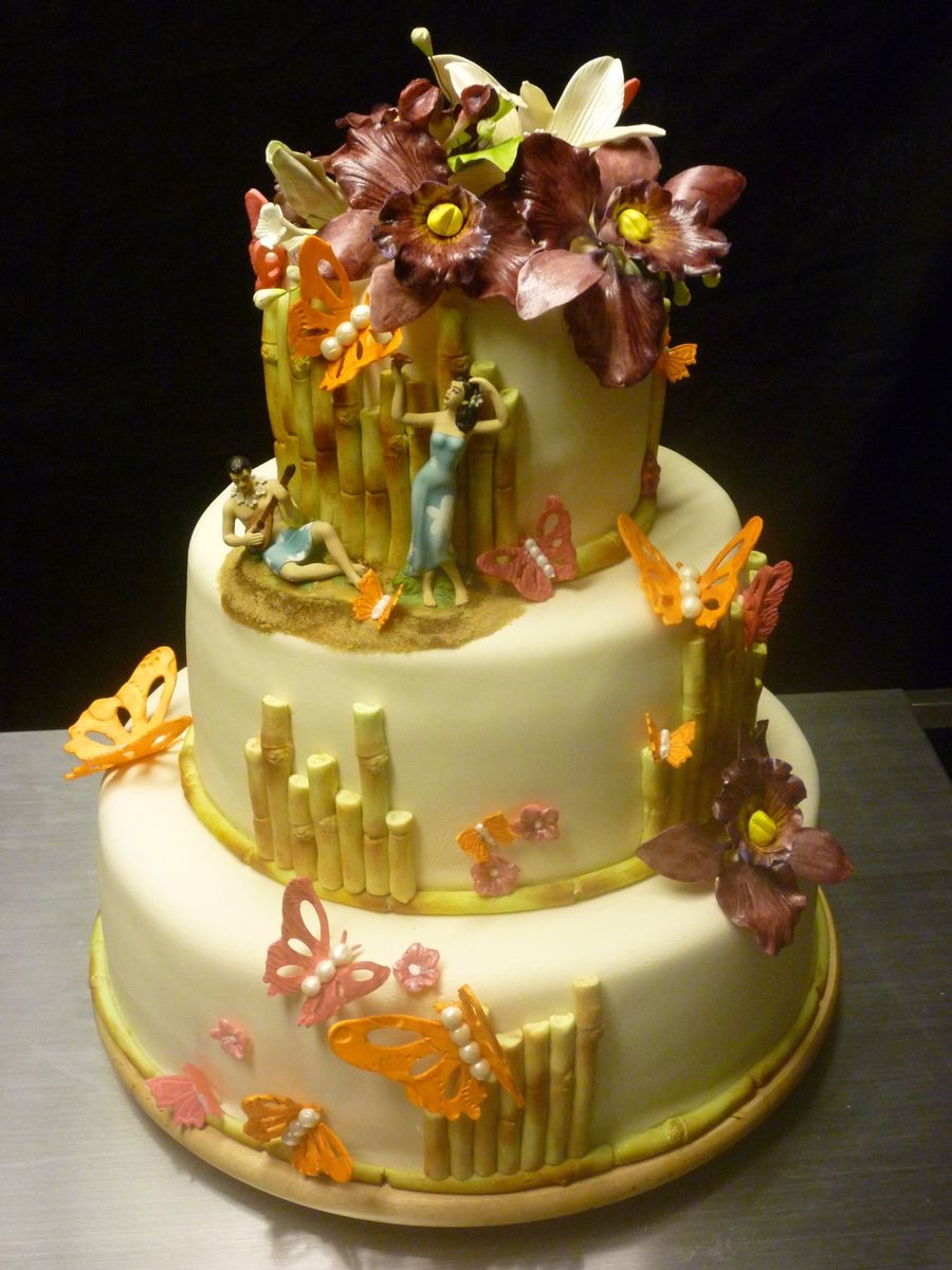 Hawaiian Themed Wedding Cake