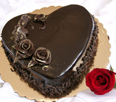 Heart Shaped Chocolate Cake with Love