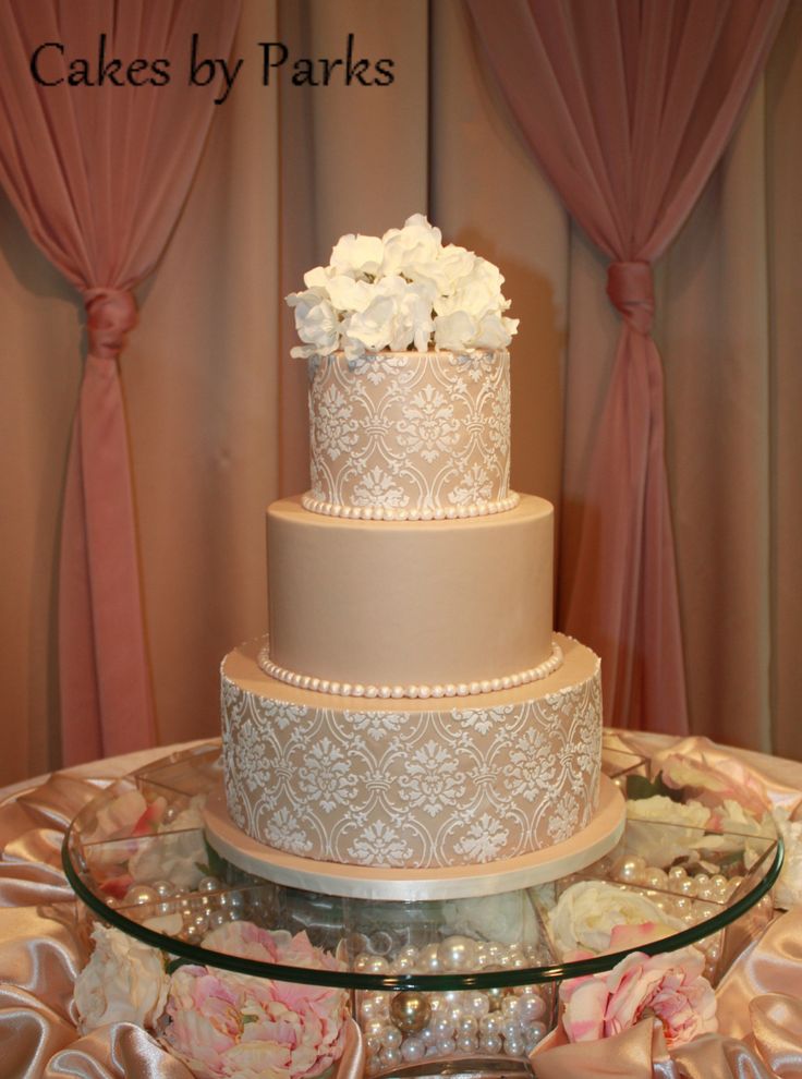 Ivory and Champagne Wedding Cake