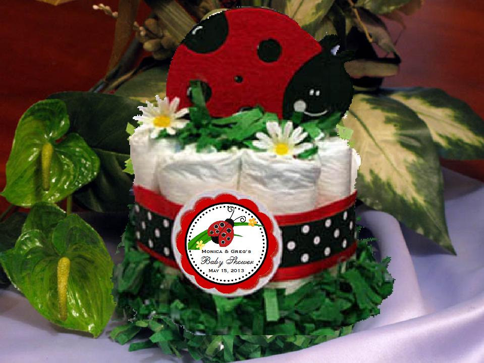 Ladybug Baby Shower Diaper Cake Centerpiece