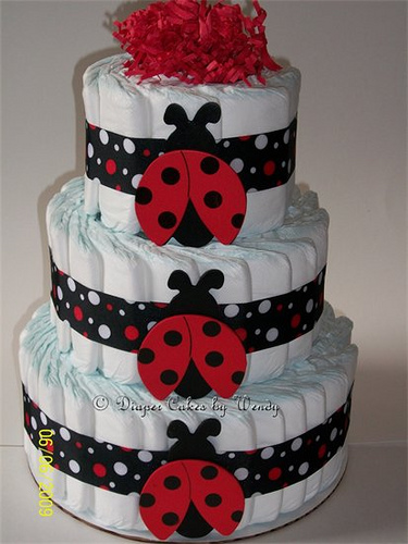 Ladybug Baby Shower Diaper Cake Idea