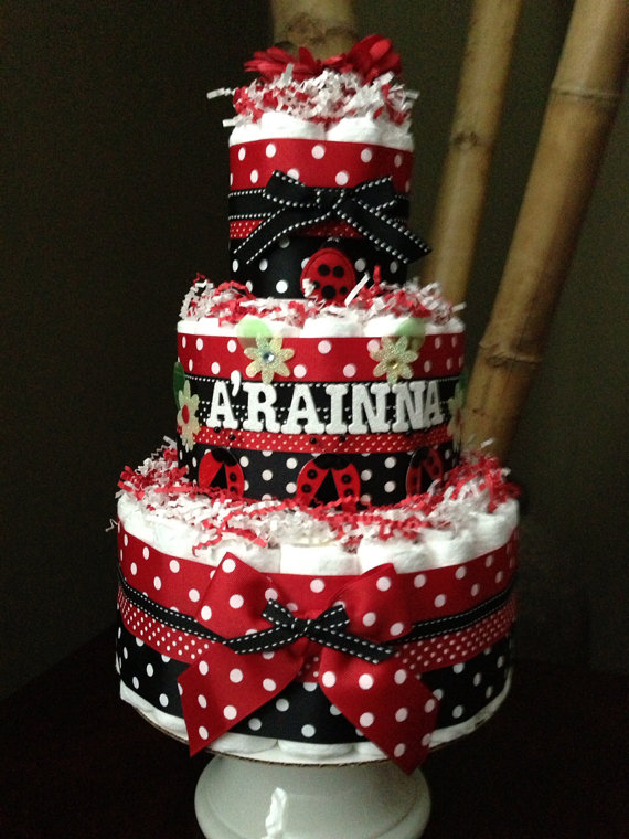 Ladybug Baby Shower Diaper Cake