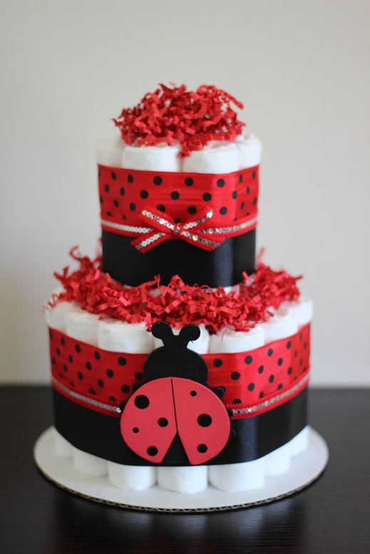 Ladybug Diaper Cake Centerpiece