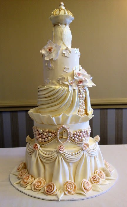 Pink and Gold Wedding Cake