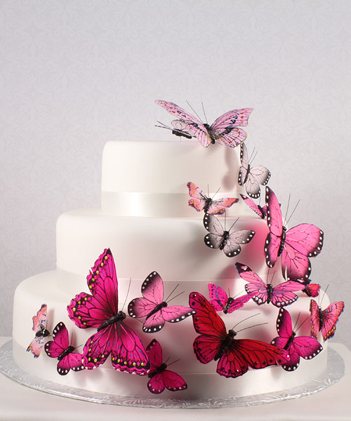 Pink Wedding Cake Decorations Butterflies