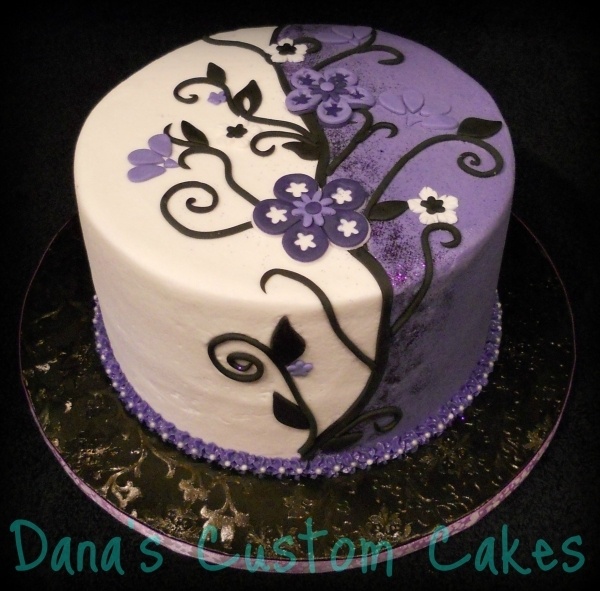 Purple Black and White Birthday Cake