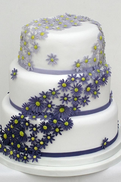 Purple Daisies Wedding Cake