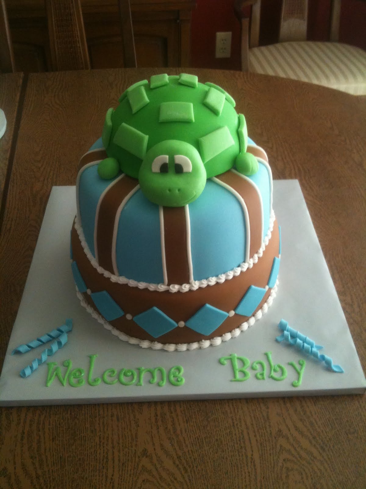 Turtle Baby Shower Cake