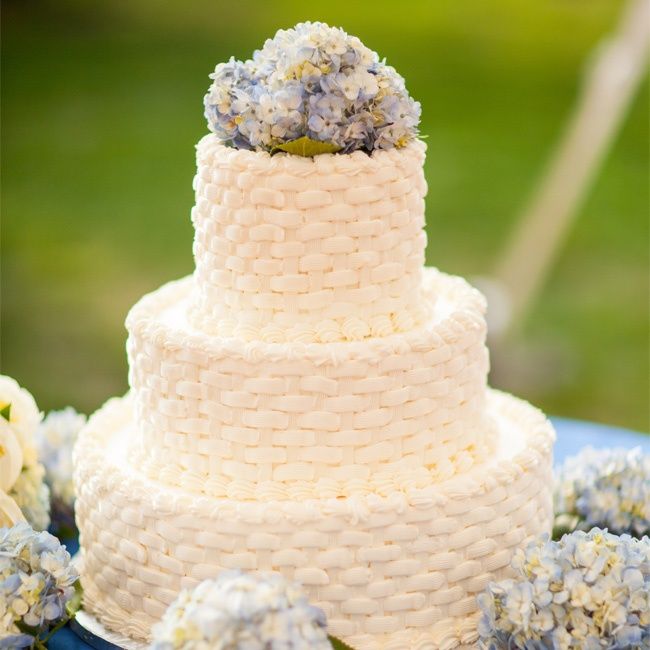 White Basketweave Wedding Cake