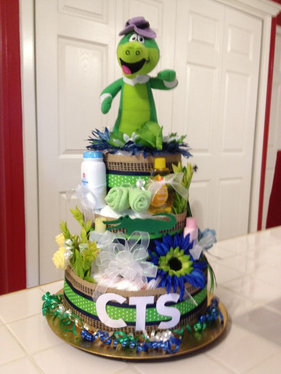 Alligator Baby Shower Diaper Cake