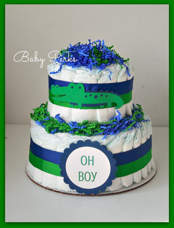 Alligator Baby Shower Diaper Cake