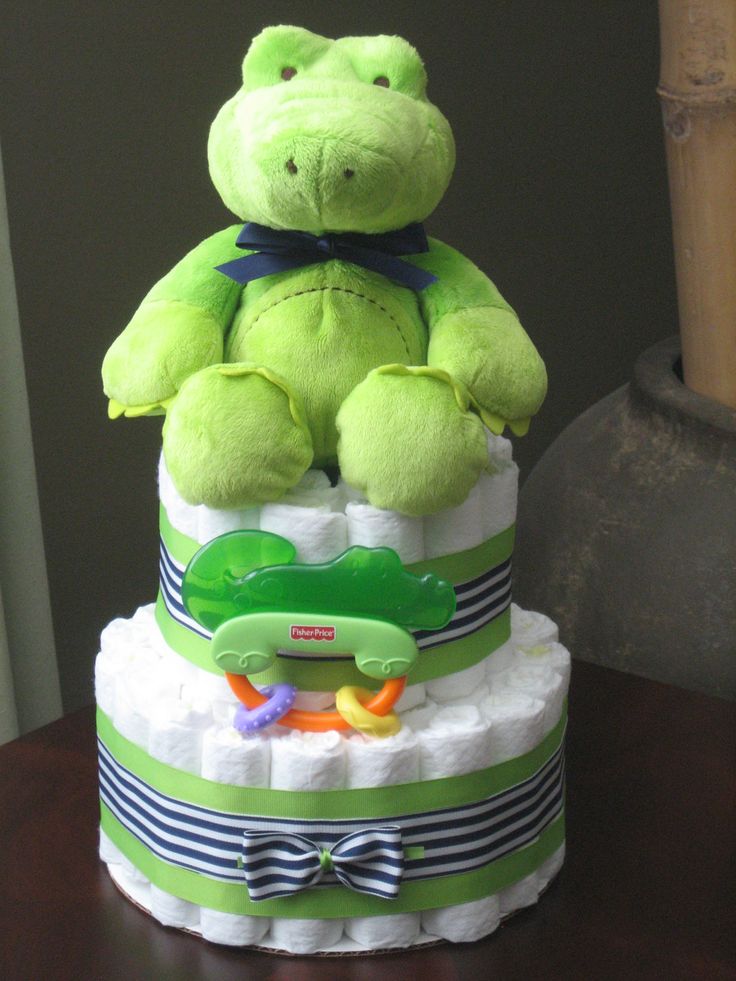 Alligator Baby Shower Diaper Cake