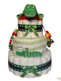 Alligator Baby Shower Diaper Cake