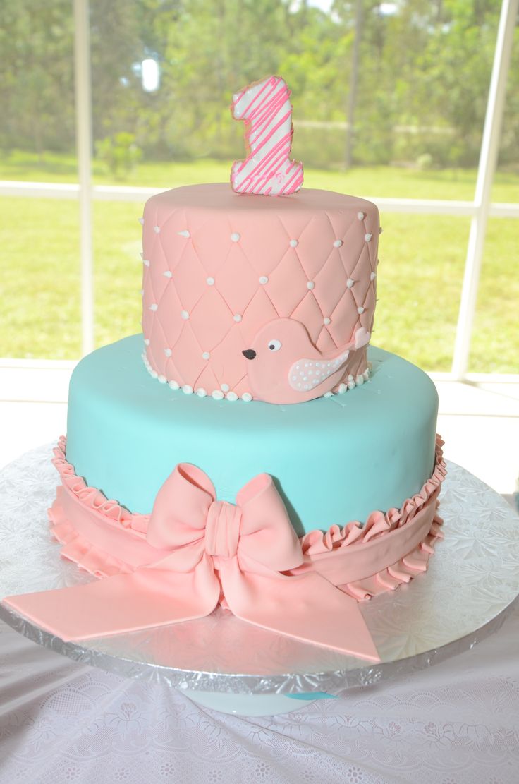 Bird Theme 1st Birthday Cake