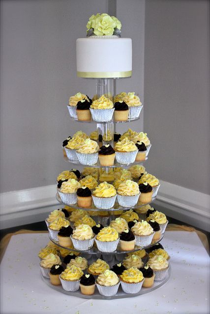 Black and Yellow Cupcake Tower