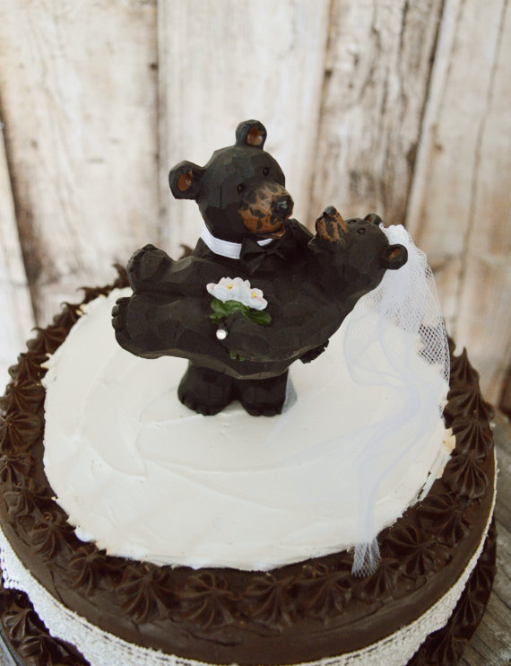 Black Bride and Groom Wedding Cake Topper