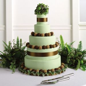 Bronze and Mint Wedding Cake