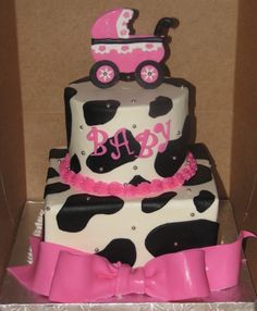 Cow Print Baby Shower Cake