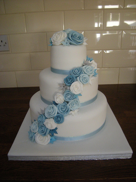 Ice Blue Wedding Cake