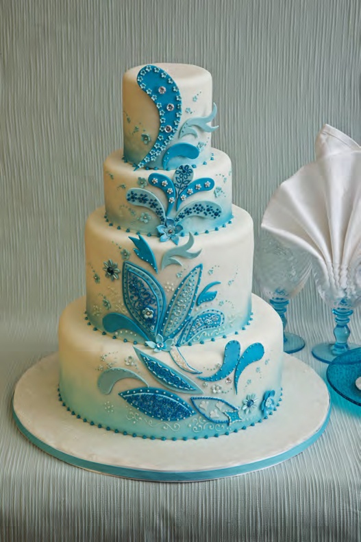 Light Blue and White Wedding Cake