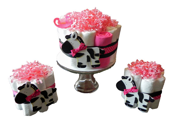 Pink and Black Zebra Baby Shower Cake