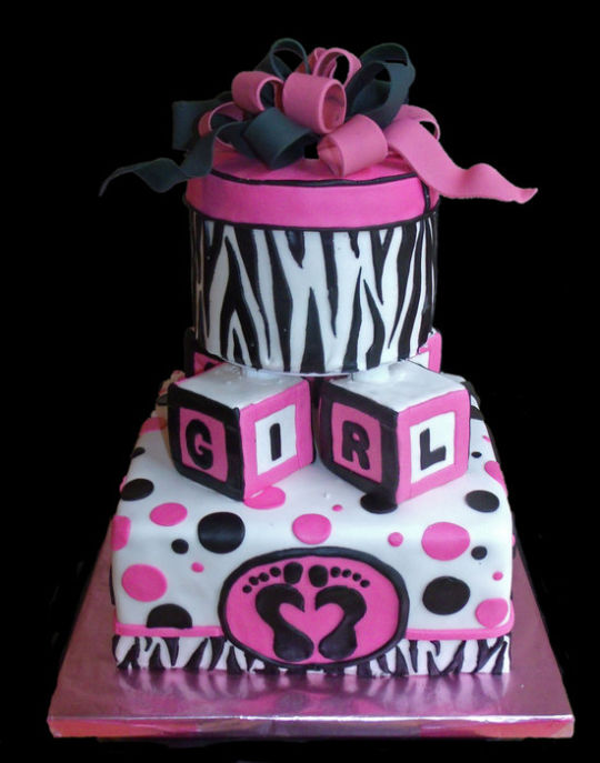 8 Photos of White Pink And Zebra Baby Shower Cakes