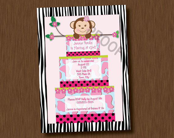 7 Photos of Monkey Baby Shower Cakes With Zebra Strips