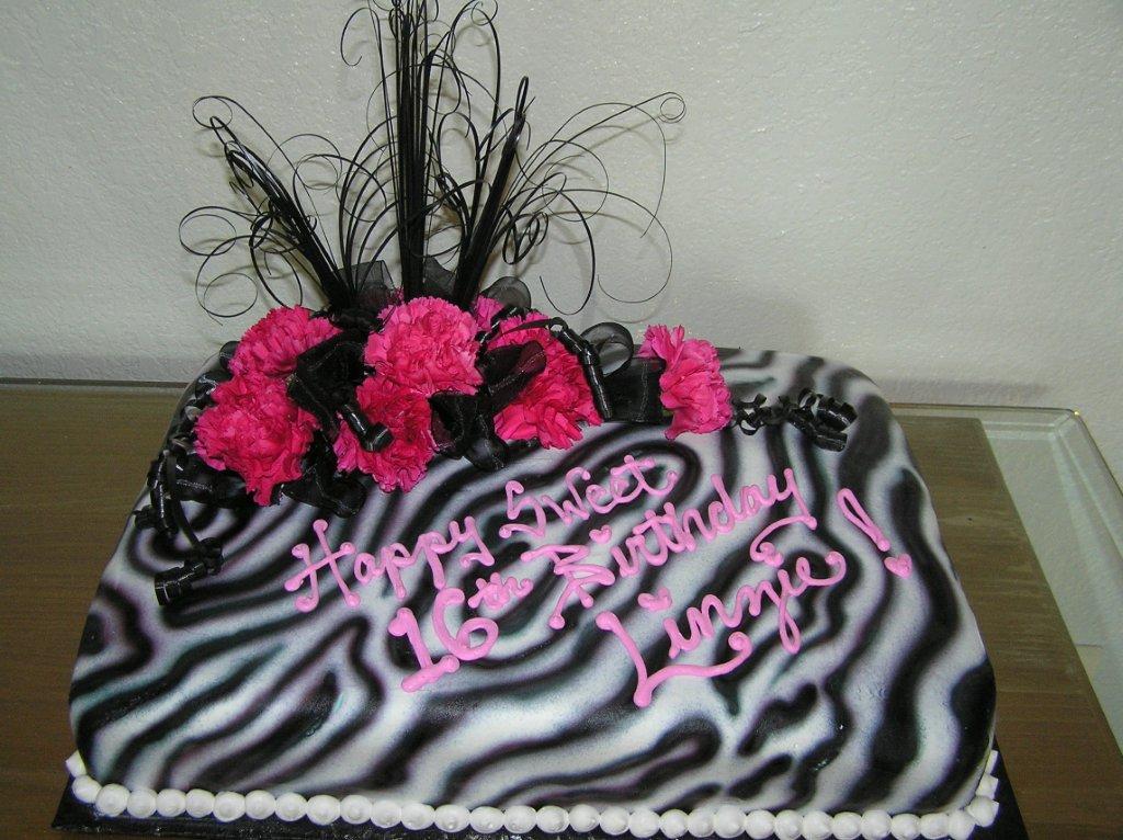 Pink Zebra Birthday Sheet Cake