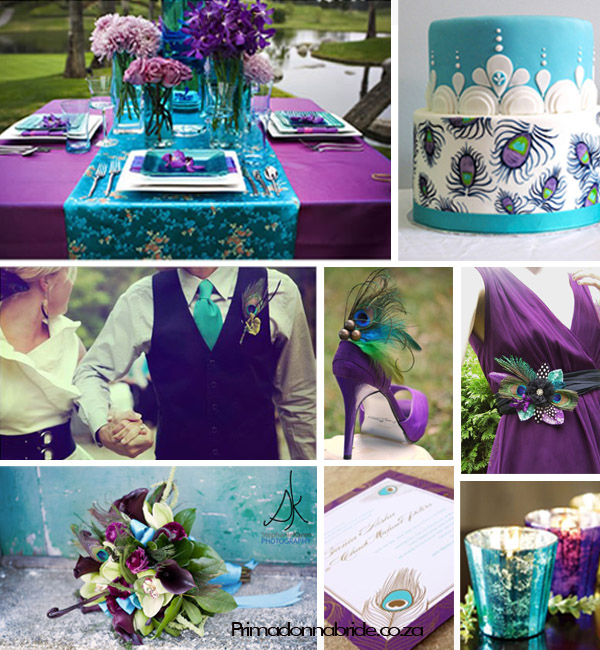 7 Photos of Turquoise And Purple Themed Wedding Cakes