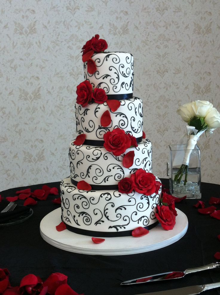 Red White and Black Wedding Cake