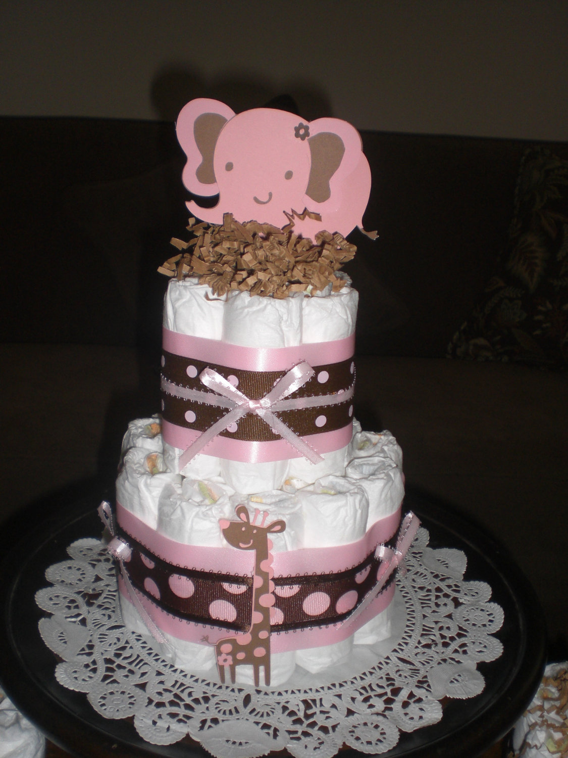 Safari Girl Baby Shower Diaper Cake