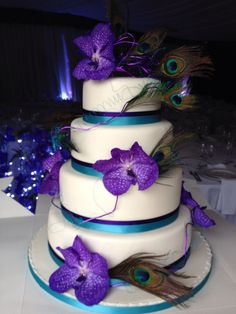 Turquoise and Lavender Wedding Cakes