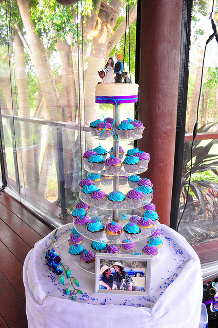 Turquoise and Purple Wedding Cupcake Ideas