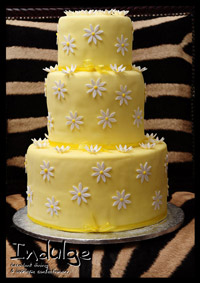 Wedding Cake with Yellow Daisies