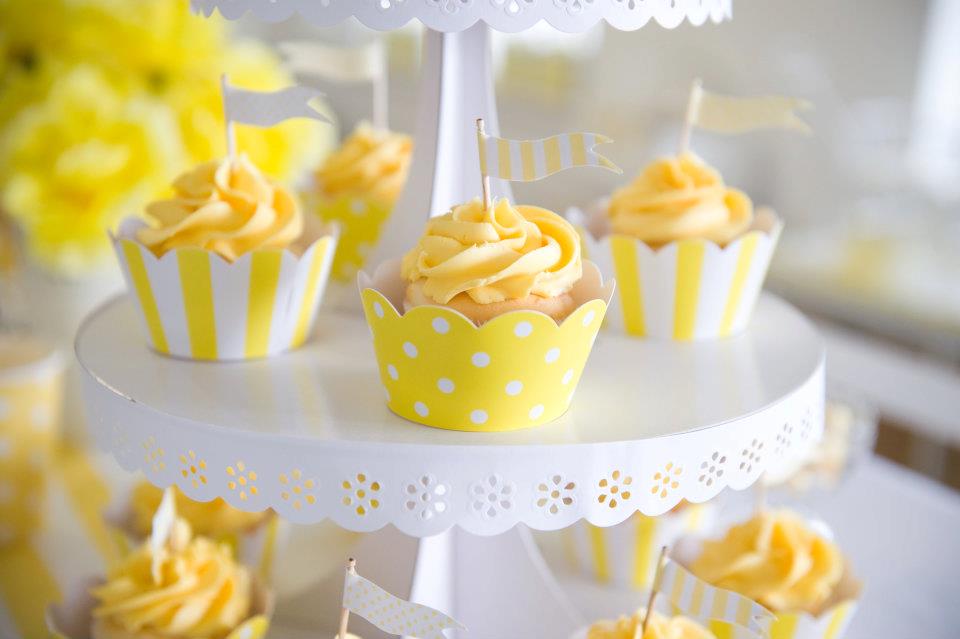 Yellow and White Wedding Cupcakes