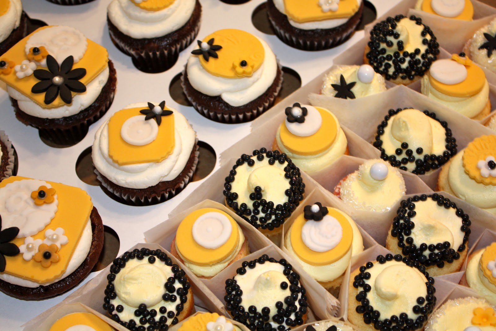 Yellow Black and White Cupcakes