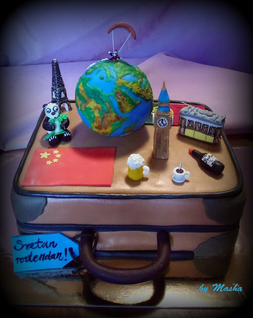 Around the World Travel Theme Cake