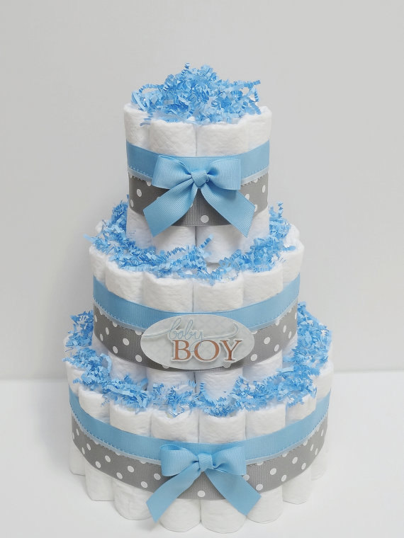 Baby Boy Diaper Cakes Centerpieces