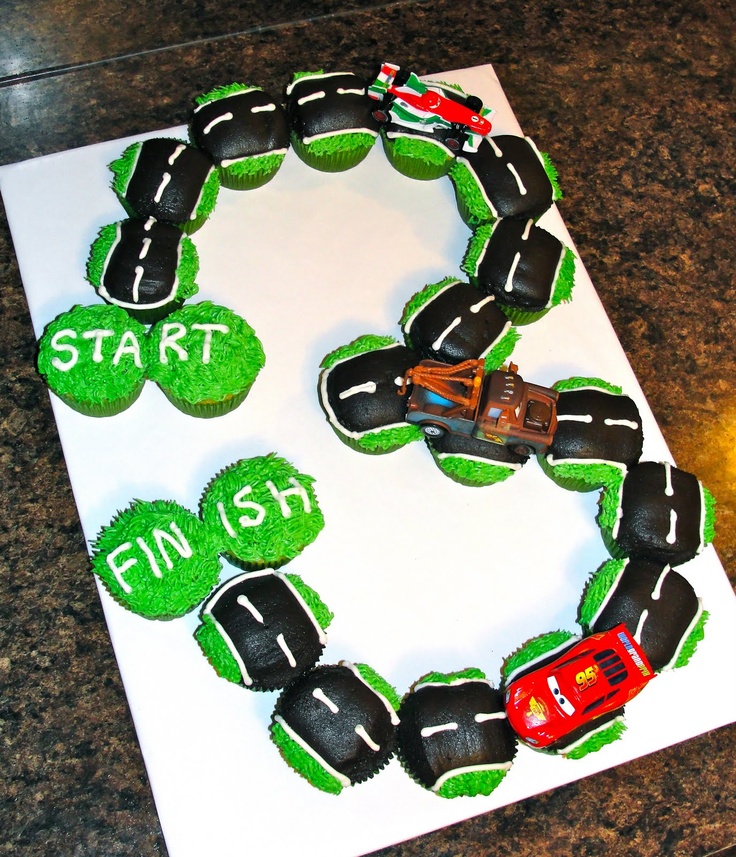 Car Race Track Cupcake Cake