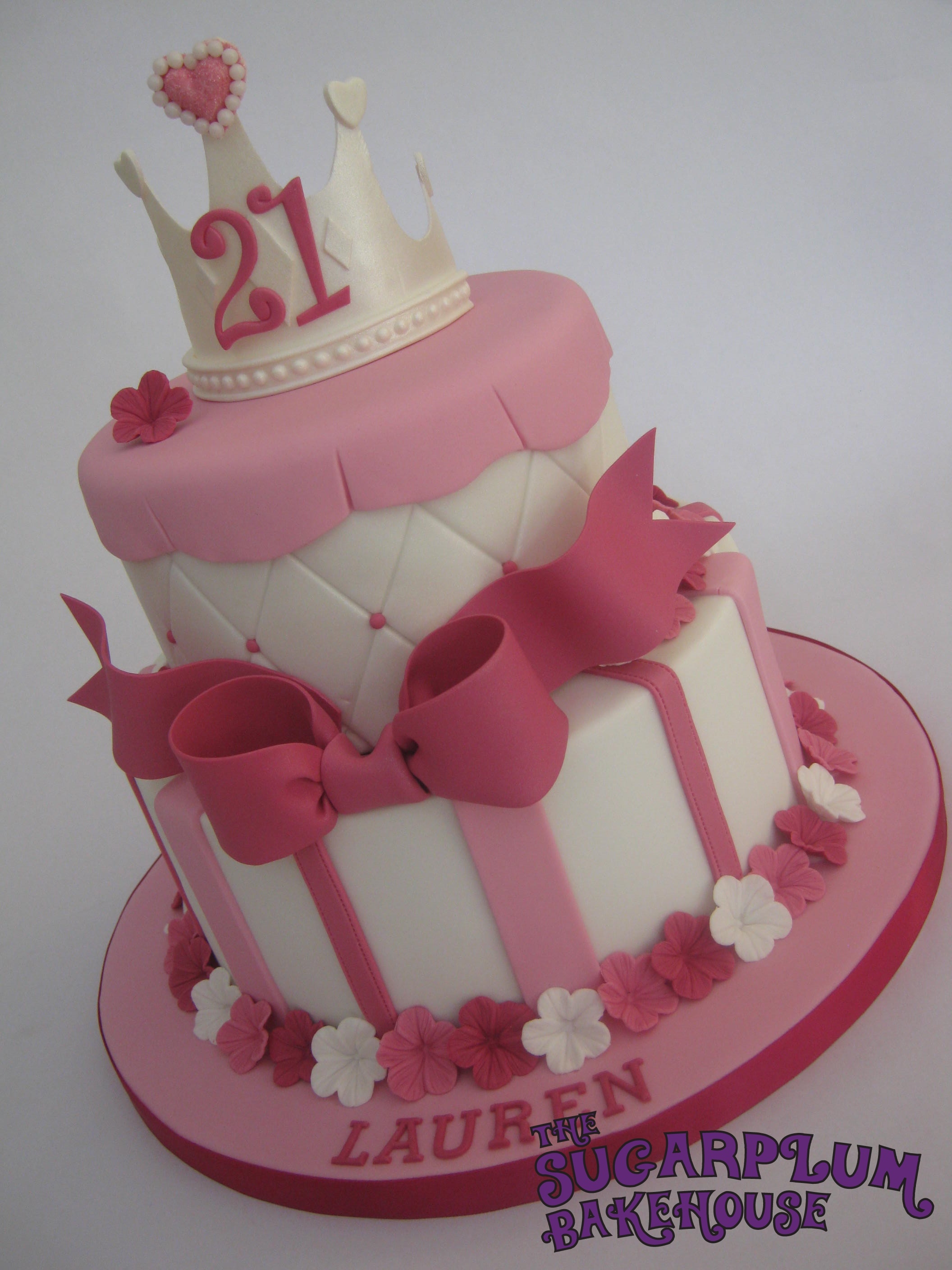 Girly 2 Tier 21st Birthday Cake