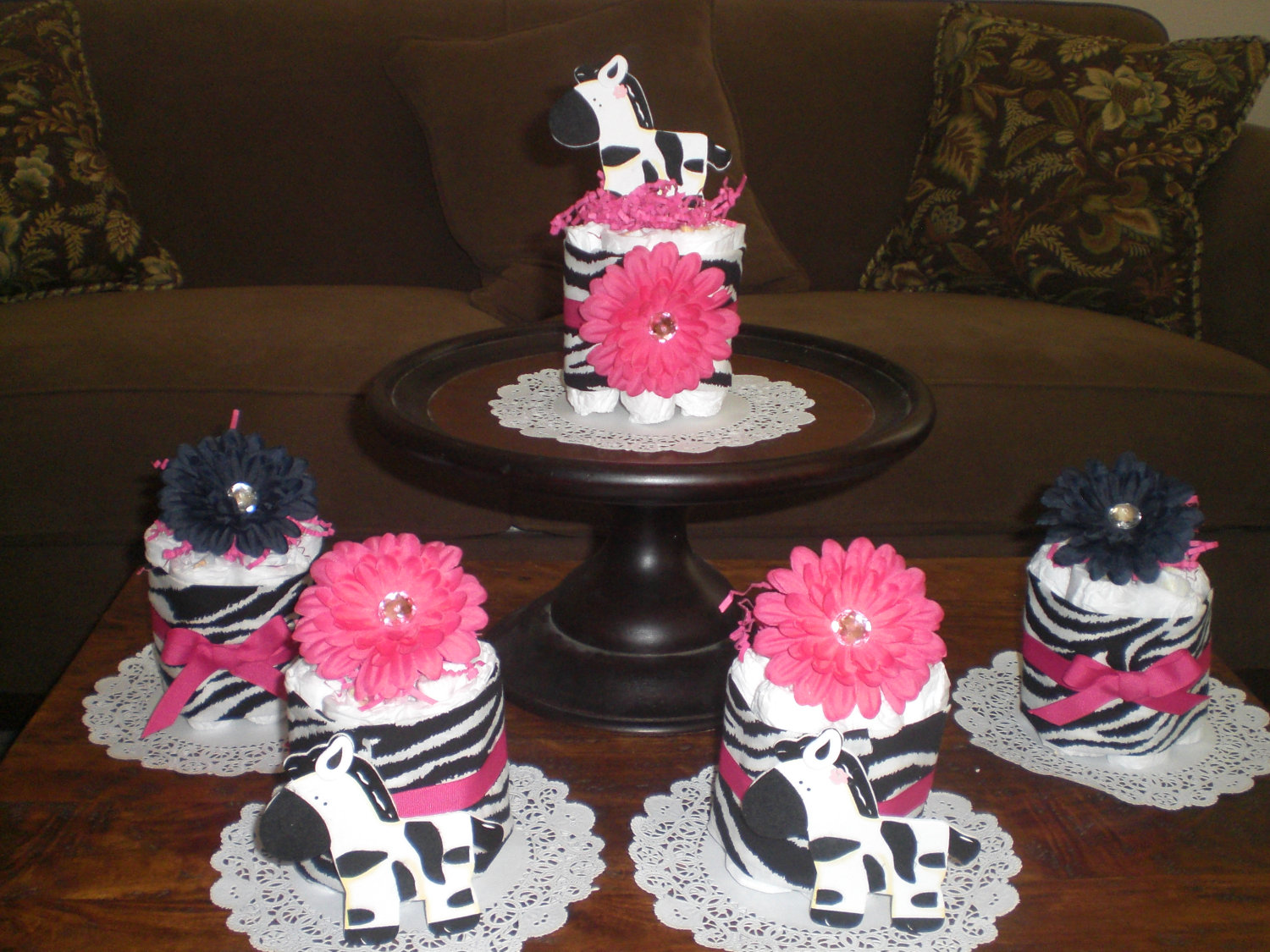 Hot Pink Zebra Baby Shower Centerpiece