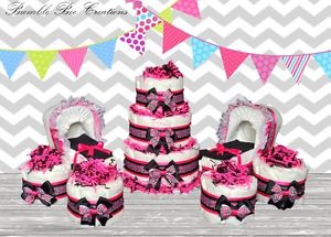 Pink and Black Zebra Diaper Cake