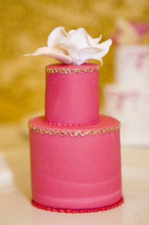 Pink and Gold Wedding Cake